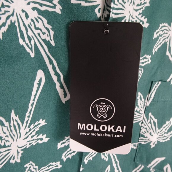 Molokai Surf Short Sleeve Shirt Men's Size M Green Palm Trees Button Front - Picture 6 of 8
